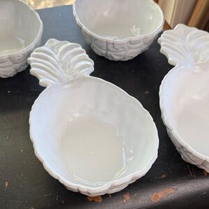 White Pineapple-Shaped Plastic Bowls Vintage 4 Piece